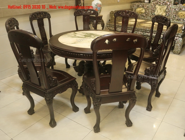 Bộ Bàn Ghế Chạm [ Long - Lân - Phúc - Thọ ] Kinh Điển