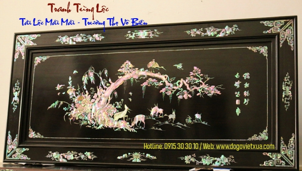 Tranh TÙNG LỘC &quot;Tài Lộc Mãi Mãi - Trường Thọ Vô Biên&quot; - Cẩn Ốc Đẹp