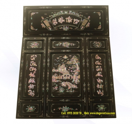 Bộ Tranh CỬU HUYỀN THẤT TỔ - Liễng Thờ Cẩn ( Khảm ) Ốc Xà Cừ - ĐẸP QUÝ HIẾM